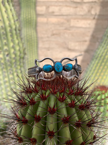 Kingman Turquoise Sandcast cuff