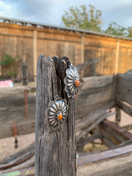 Concho Orange Spiny post earrings