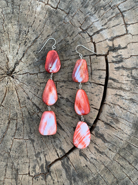 Freeform Red Spiny Oyster earring
