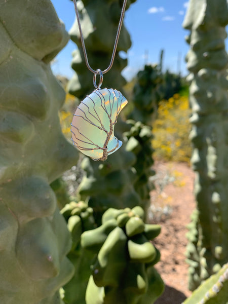 Moon Wire-wrapped Opalite pendant