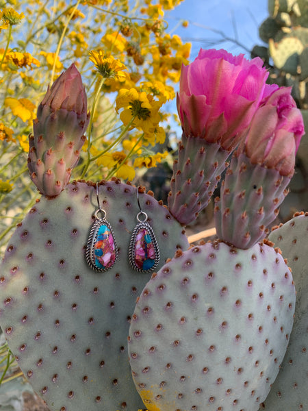 Dahlia Spiny Oyster & Turquoise earrings