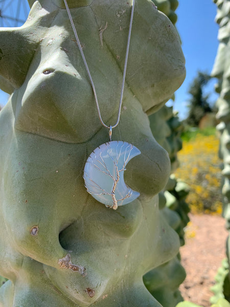 Moon Wire-wrapped Opalite pendant