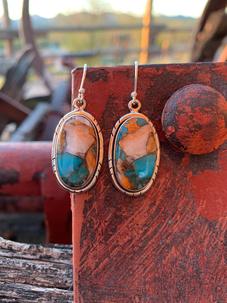 Spiny Oyster & Turquoise earrings