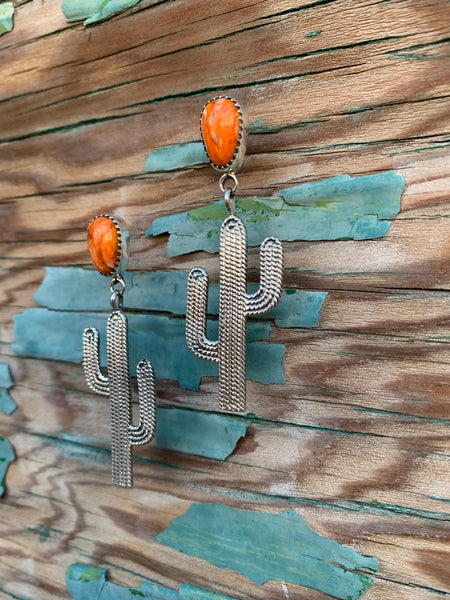 Cactus Post earrings in Orange Spiny