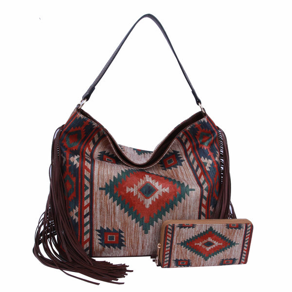 A Western Shoulder bag & wallet set in Tan